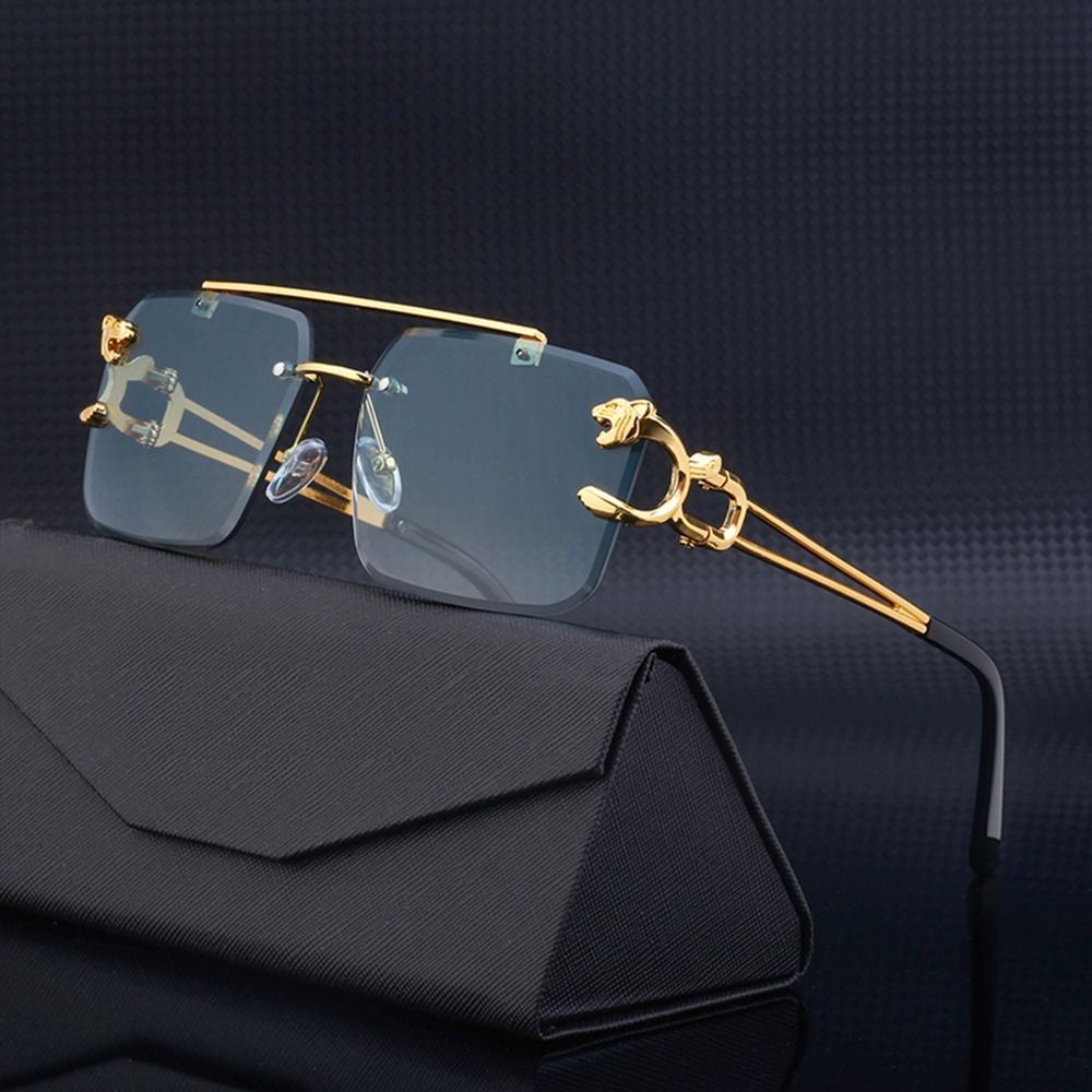 Designer Sunglasses - Steampunk Rimless Square Sunglasses Men 2025