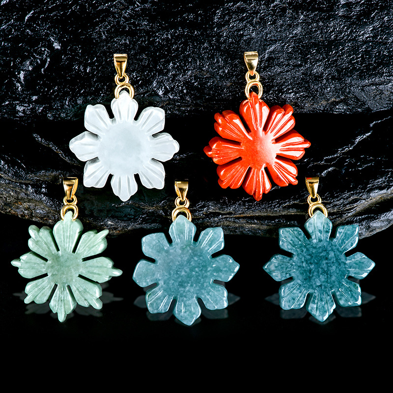 Gold Plated Jewelry - Myanmar Jade Sunflower Pendant Necklace Real