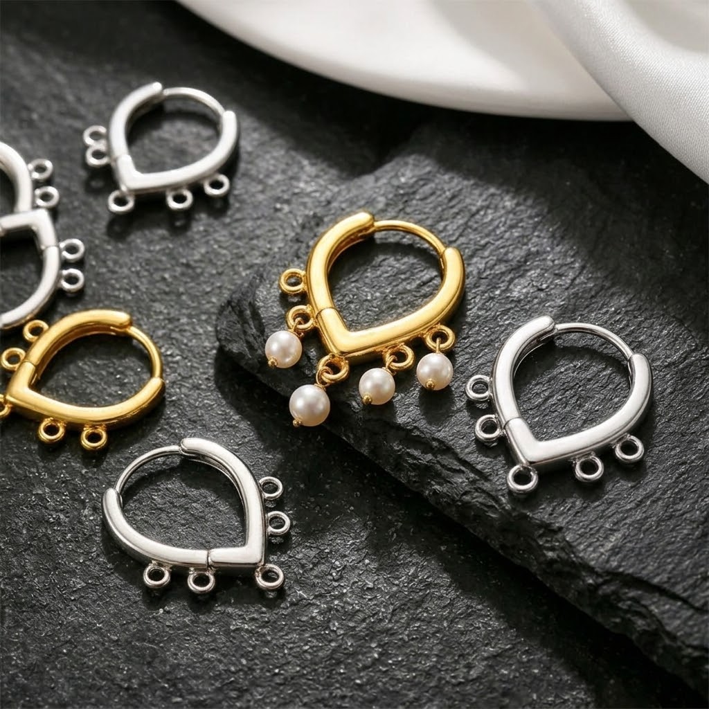 Gold Plated Jewelry - 2/4/6Pcs 18K Gold Plated French Hoop