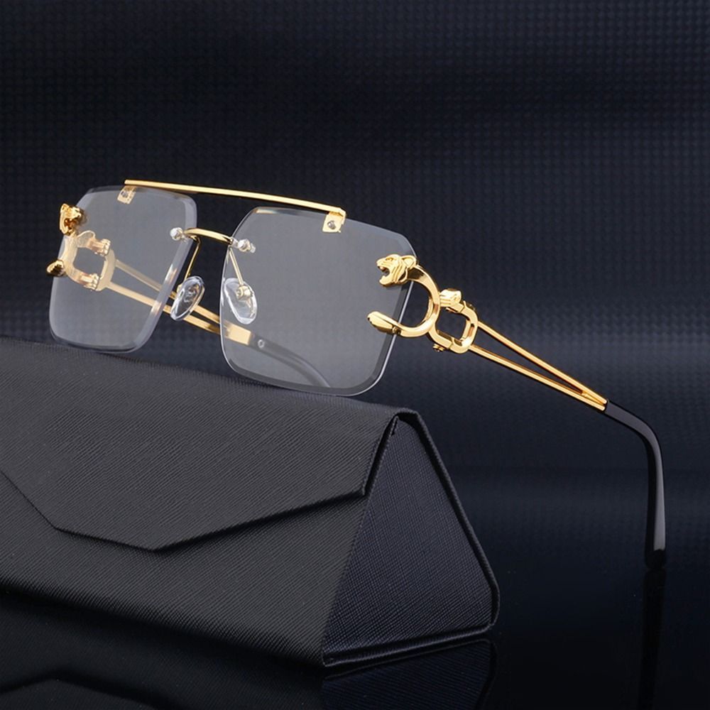 Steampunk Rimless Square Sungl - Designer Sunglasses recension och pris