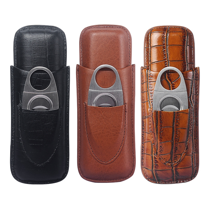 Portable 2-Finger Leather Ciga - Premium Cigar Case recension och pris