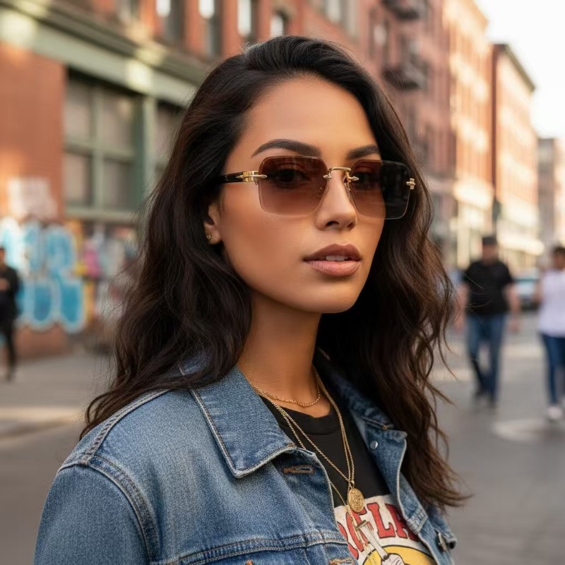 Rimless Sunglasses Rectangle F - Sunglasses Uv400 recension och pris