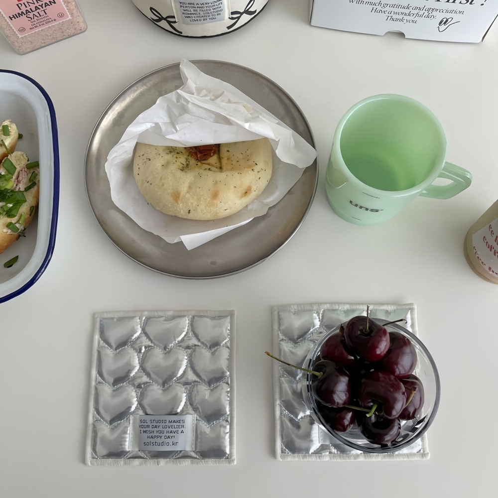 Korean Ins Love Quilted Metal  - Marble Coaster Set recension och pris