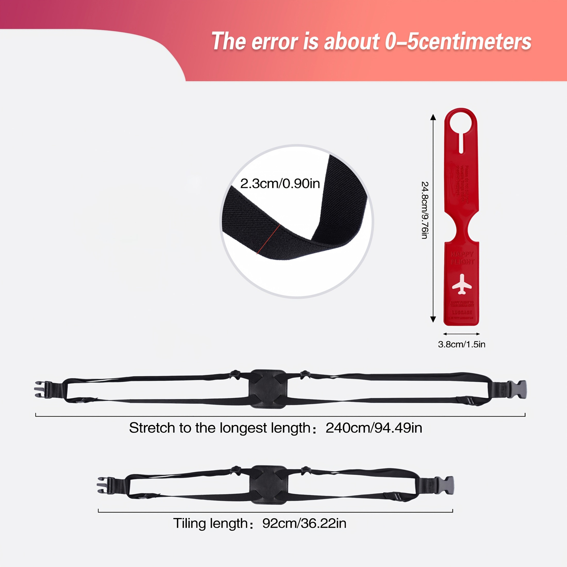 2-Piece Luggage Strap Set + Lu - Travel Luggage Set recension och pris