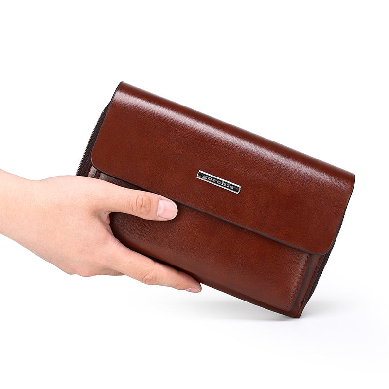 Men Clutch Bag Men's Long Purs - Leather Wallet Men recension och pris
